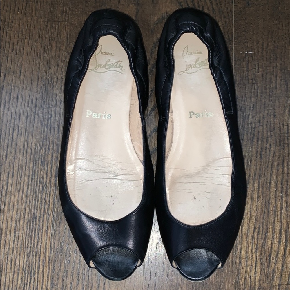 Black Louboutin Pee Toe Flat